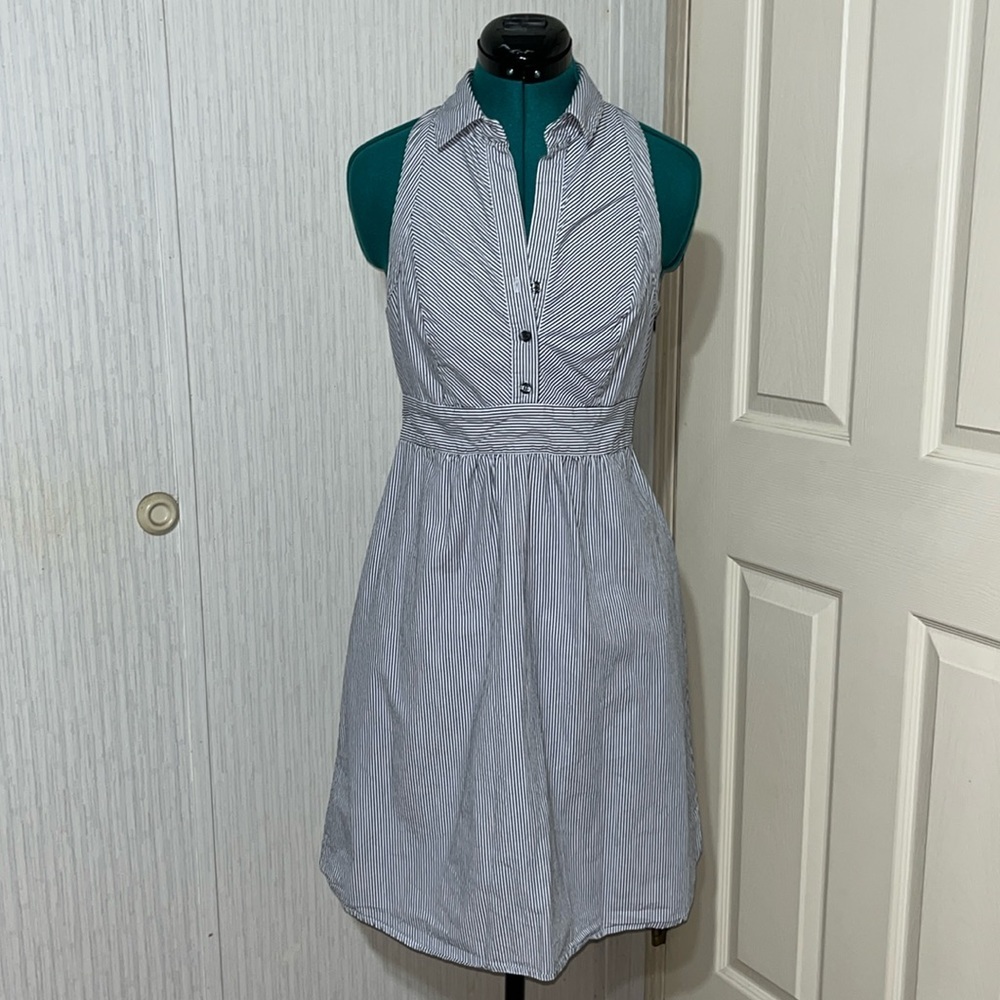 Anthropologie Maeve Striped Collared Sleeveless Dress(120)